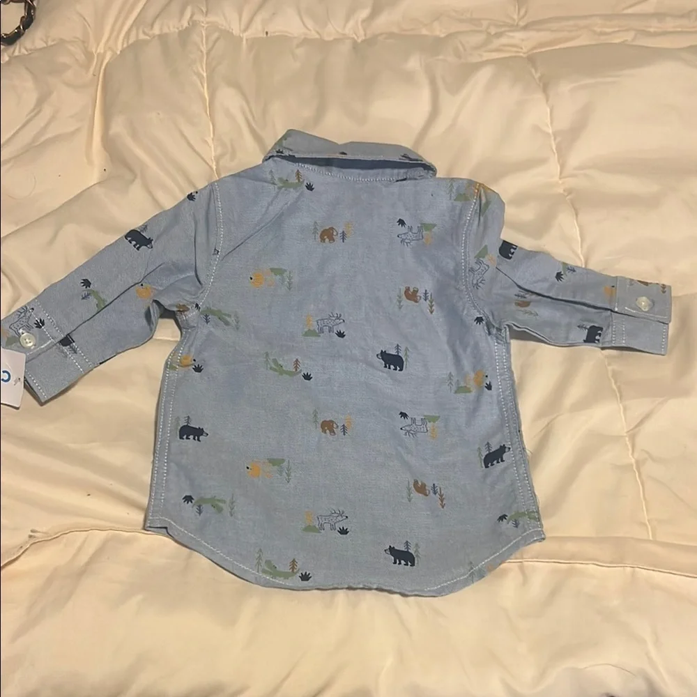 Carter's Blue Whale Print Button Down Shirt